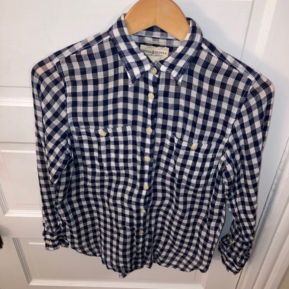 Denim & Supply Ralph Lauren Navy Plaid Shirt​ - Picture 4 of 10